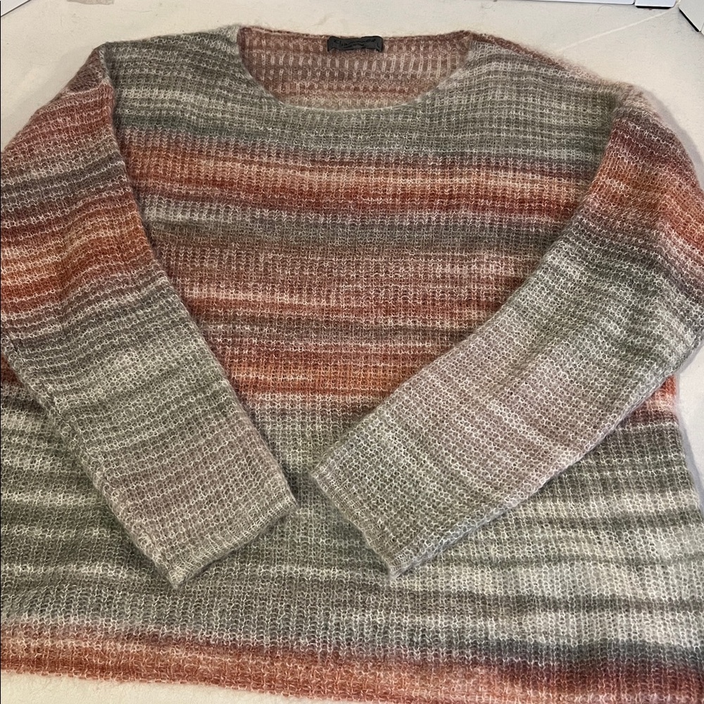 Elsamanda grey multi striped sweater Italy from a wool alpaca mohair blend L - Picture 5 of 7